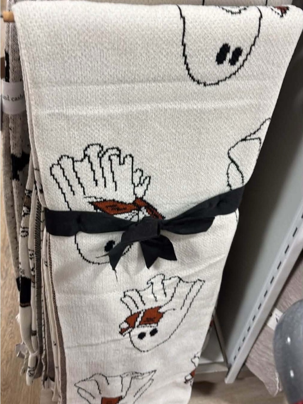 Cream Ghost reading blanket viral  Patterned Throw Blanket